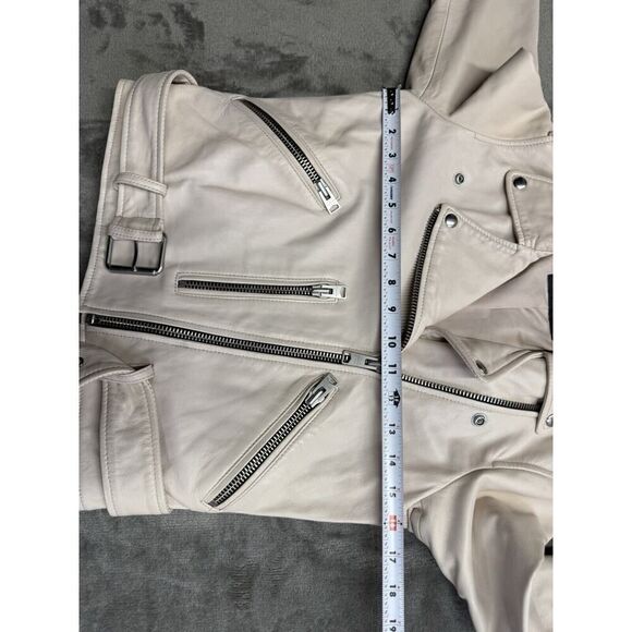 All Saints Off-White Leather Moto Jacket - Picture 9 of 13